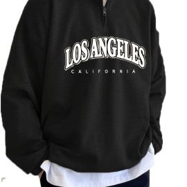 Men's Fashion Trendy Letter Print Lapel Collar Long Sleeve Casual Sports Sweatshirtï¼ŒSuitable For Outdoor Sports