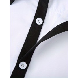 Men's Casual Button Up Contrast Color Long Sleeve Shirt, Men's Clothes For Spring Summer Autumn, Tops For Men